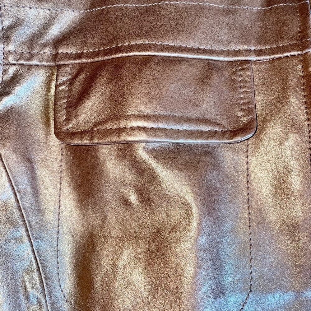Aria Bronze Moto PU Leather Jacket Medium - Picture 7 of 12